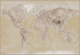 Poster - Landkarten Weltkarte topografi